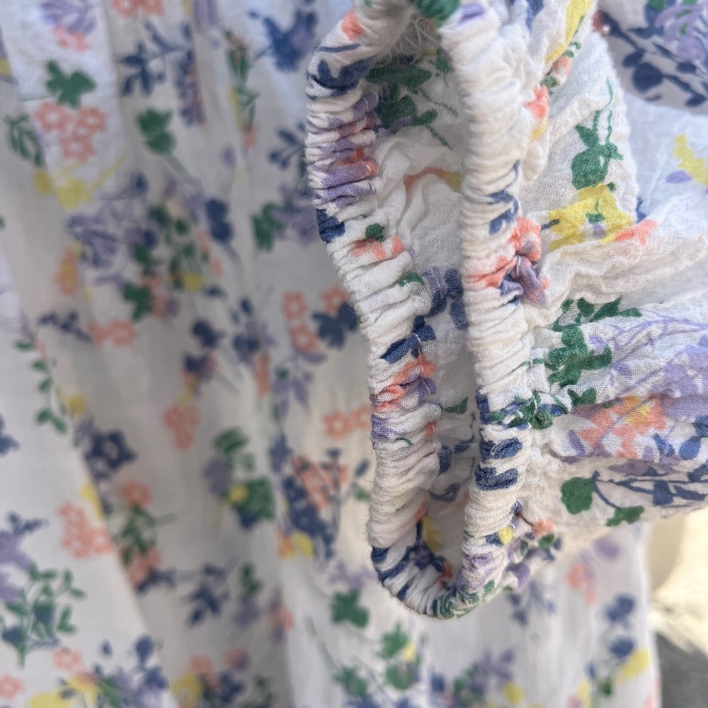 Chaps White Floral Off-Shoulder Puff Sleeve Blouse - Picture 5 of 7